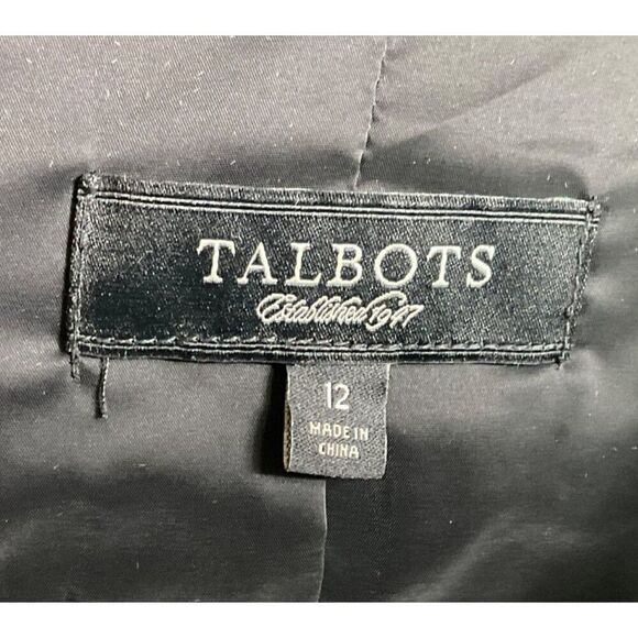 Talbots Women's Black Velvet Peplum Blazer Jacket Size 12, Lined, Pockets - Picture 10 of 11